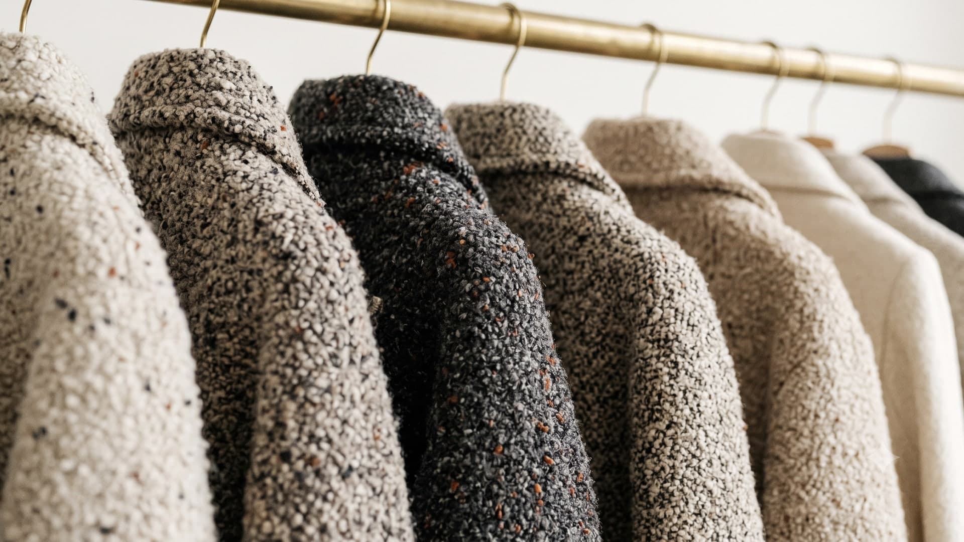 Knitwear on a rail, close up